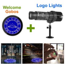 로고젝터37mm/1.46 quot환영 고보 카드 및 20W LED 광고 프로젝션 초점 줌 쇼 조명 DJ 카페 사인 로고 램프, 한개옵션0