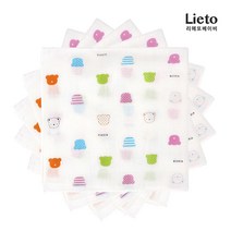 리에또 순면 무형광 나염 손수건 5장 35x35cm 가제 엠보 국내생산
