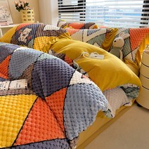 DFMEI 자카드 빈폴 4피스 이불 커버 겨울 두꺼운 코랄 침구, DFMEI 아기 곰돌이, 1.5m 침대 삿갓 4종세트 이불커버 2.0*2.3m