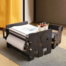 런메이크 키즈 코끼리 롤페이퍼 책상 의자-어린이 미술책상, 01.키즈코끼리롤페이퍼_책상