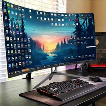 32인치 곡면 LCD 모니터 컴퓨터 27 대형 화면, 공식 규격, 살구 백색 24 인치 곡면