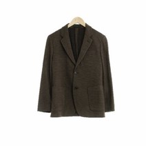 유니클로 브라운 체크 면혼방 투버튼자켓 남자 7038