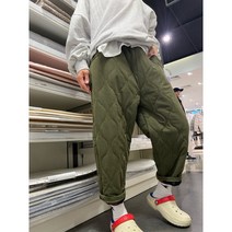항아리 골덴 패딩 퀄팅 누빔 팬츠 여자 와이드 배기 겨울