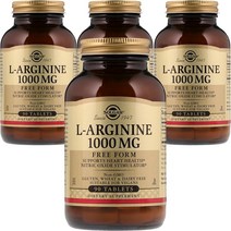 솔가 L-아르기닌 1000mg 타블렛 글루텐 프리 비건 무설탕, 90개입, 4개