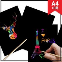 뮤템 매직 스크래치 페이퍼 A4 10매 스틱1 유아용캐릭터스케치북