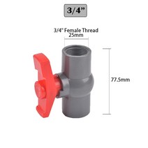 물탱크피팅 1pc 1/2 "~ 1.5 인치 스레드 및 소켓 유형 스위치 정원 관개 피팅이있는 회색 PVC 볼 밸브, 07 Female 3l4 inch