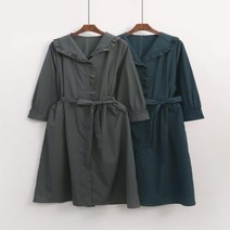 [바보사랑] 여성 허리벨트 교생 프릴 무지 롱원피스[옷자락]