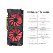 XFX Radeon RX570 8GB 그래픽 카드 GDDR5 256비트 게임용 비디오 카드 DirectX 12 데스크탑 컴퓨터 GPU DVI-DHDMIDPRX470RX590, RX580 8GB 2팬