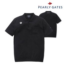 파리게이츠 골프 pearlygatesgolf남성 레이어드 포켓포인트 카라 반팔 니트 P51102SR101_BK, 004, BK