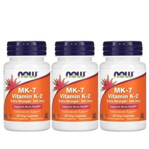﻿NOW MK-7 Vitamin K-2 Extra Strength 300 mcg 60캡슐 X 3팩, 3개