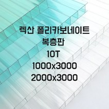 복층렉산 폴리카보네이트 PC판 지붕재 10T 1000x3000 2000x3000, 투명