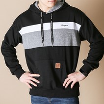 블루포스 남여공용 데루카 오버핏 체크 배색 후드티