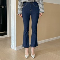 로로텐 생지 데님 부츠컷 청바지 9부 히든밴딩 슬림핏 여성 빅사이즈