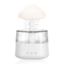 Rain Cloud 가습기 물 드립 조절 가능한 LED 조명 화이트 노이즈 가습 책상 분수 침대 옆 수면 편안한 분위기 화이트), White