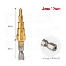 4-12mm 4-20mm 4-32mm hss 스텝 드릴 비트 스트레이트 그루브 금속 드릴 티타늄 코팅 나무 구멍 커터 코어 드릴 도구 세트 414, 4-12