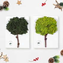 그린썸 크리스마스 모스 트리 LED 조명 액자 꾸미기, 옐로우+꾸미기재료