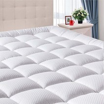 DOMICARE 퀸 사이즈 매트리스 패드 커버 퀼트 핏 프로텍터 딥 포켓(20.3 53.3cm) 쿨링 토퍼 베개 탑 화이트, White_Twin XL