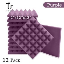 가설방음벽 TOUO어쿠스틱 폼 12 Pcs 스튜디오 흡음 소재 피라미드 방음 패널 도어 벽 절연 난연제 방음성, Purple+High Density+12 Pcs Wit