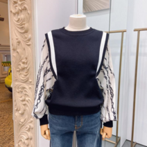 메종블랑쉬 메종블랑쉬 체체인 배색니트_K M231JSW302