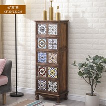 틈새 슬림 우드 수납장 빈티지 복도 현관 콘솔 미니 서랍장 3단 4단 와이드체스트, P