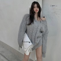 [레티고] 루즈핏 박시 꽈배기 니트 원피스