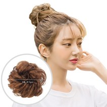 프리티레이디 풍성한 컬 볼륨 만두머리 똥머리 묶음머리 업스타일 곱창가발 올림머리 2종사이즈(프렌치사), 만두머리(L사이즈), 02.내츄럴블랙, 1개