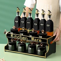 양념통세트 조미료 양념통 선반 Shuben 주방 상자 세트 가정용 항아리 랙 기름 병 냄비 소금 보관, 2. 092-15 블랙 세라믹 양념병 세트 [프리라벨+
