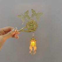 비녀 머리핀 고대 스타일 헤어핀 클로 클립 중국 궁전 랜턴 헤어 스틱 포크 레트로 로터스 플라워 태슬 헤드 피스 여성용 소녀용, P