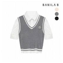 [바닐라비] 여성 패치 니트 베스트 블라우스