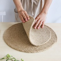 밀집 라탄 티코스터 냄비받침 컵받침 코스터 테이블매트 피크닉 트레이 인테리어, 타원형-30x40cm