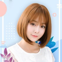 앞머리 단발 통가발 보브컷 여자단발 스타일 단발머리, 호기심 1, 호기심 골드