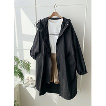 롱 윈드 데일리룩 루즈핏 사파리심플한 여성 후드 롱야상 점퍼