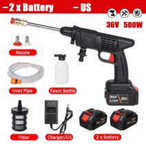 폼건 1500W 무선 고압 자동차 세탁기 충전식 세차 건 전기 물총 거품 기계 마키타 36V 배터리 사용, 05 2 Battery US