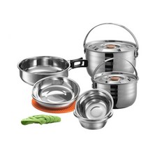 스텐 3중 바닥구조 6인용 코펠/가방 캠핑냄비 등산코펠 캠핑코펠