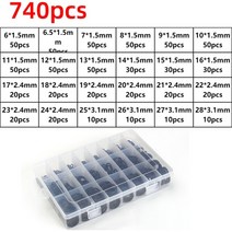 에어컨수리도구 for car 자동차 보라색 에어컨 o 링 세트 씰 키트 r134a r12 hnbr 고무 구색 수리 도구 ac system, 블랙 740 개