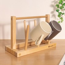 원목 컵정리대 머그 컵꽂이, 2개 세트, 내츄럴(밝은)