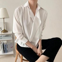 바보사랑 여자 오픈카라 랩남방 증명사진룩 블라우스.옷자락(무료배송)