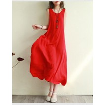나시 원피스 클래식 단아한 면 린넨 봄 여름 롱 자카드 스윙 여성 마소재 와이드 루즈핏 2424006839