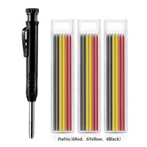 공업용 작업용 샤프 블랙 솔리드 목수 연필 리필 포함 깊은 구멍용 샤프너 기계 목공 마커 도구, [01] Black Refill