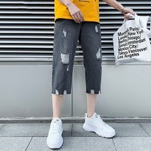 남성 청반바지 여름 스트레이트 미드핏 와이드솔거지 7부 미디엄 팬츠 뉴타임즈 C31 X027K753