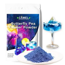 미국직구 CAMEL 100% 퓨어 자연 나비 완두콩 꽃 차 파우더 4온스 풍부한 한 클리토리아 테르나테 꽃 허브 블루 차 태국산 블루 말차 블루 라떼 음료 식품 착색제 바, 수량, 상세참조