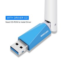 머큐리 150Mbps 외부 USB 와이파이 어댑터 무선 네트워크 카드 안테나 수신기 802.11 b/g/n PC Windows XP/7/8/8.1/10, [01] With Driver CD