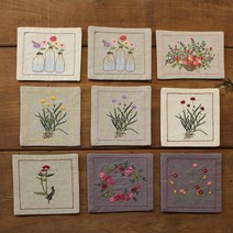 수피아코코 봄 꽃 자수 컵받침 티코스터, 7.엉겅퀴