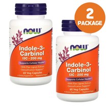 (2PACK) 나우푸드 인돌 3 카비놀 NOW FOODS 카르비놀 200 mg 60 식물성 캡슐, 1+1(2통발송), 카르비놀, 200 mg, 60 식물성 캡슐