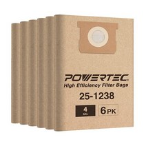 POWERTEC 75051-P2 필터 백 Stanley 25-1238 포터 케이블 PCX18301-4B SL18301-3B 15.1L(4갤런) 습식 건식 진공청소기 6팩 1, 9pk