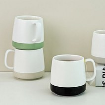 심플 투톤 카페 머그컵 도자기 커피잔 350ml, 카키 4개