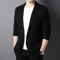 남자 정장 칼라 두꺼운 가디건 스웨터 캐주얼 투 버튼 니트 코트 남성 의류 가을