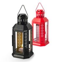 ENRUM 티라이트 홀더 미니양초 랜턴 + 양초 2ea, 블랙