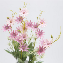 실크플라워 미니 파스텔 데이지 조화꽃 6줄기 부쉬 블루 크림 모우브 피치