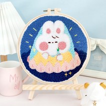 보람창고 100종 펀치 니들 자수 패키지 취미 세트+펀치니들바늘+부자재 모두포함, 131.마늘요정레빗